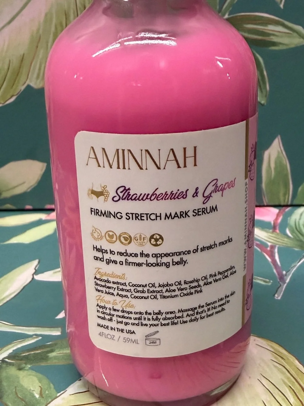 Aminnah Strawberries & Grapes Firming Stretch Mark Serum 4 oz Handmade